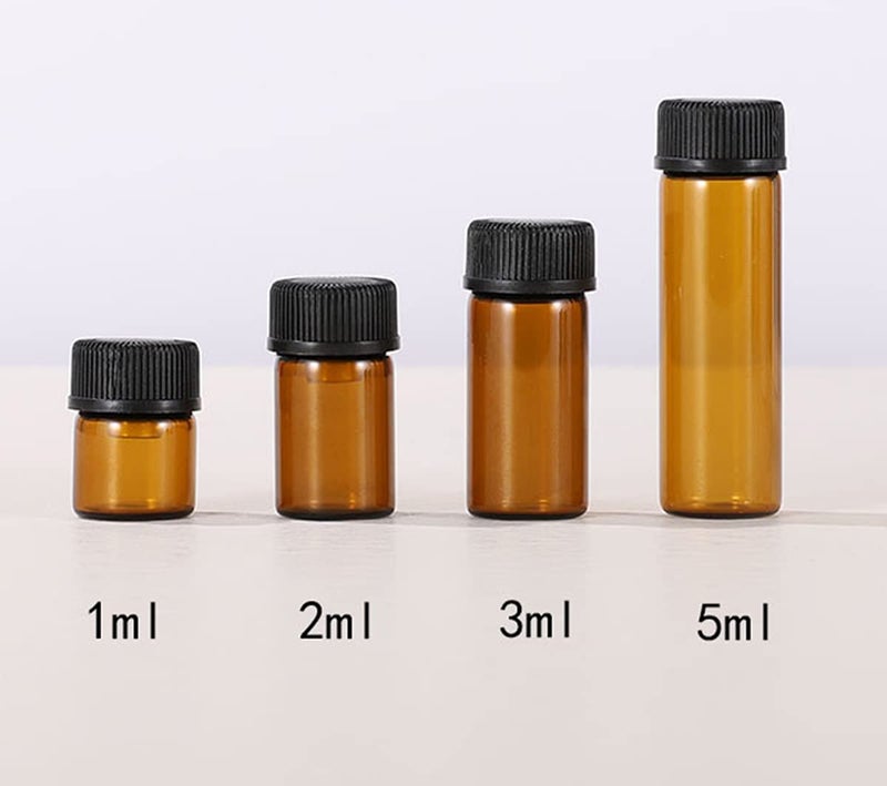 ZbFwmx 12 Pack Set Brown Screw Cap Glass Bottle Small Mini Empty Oil Amber Vial (5ml) - Image 2